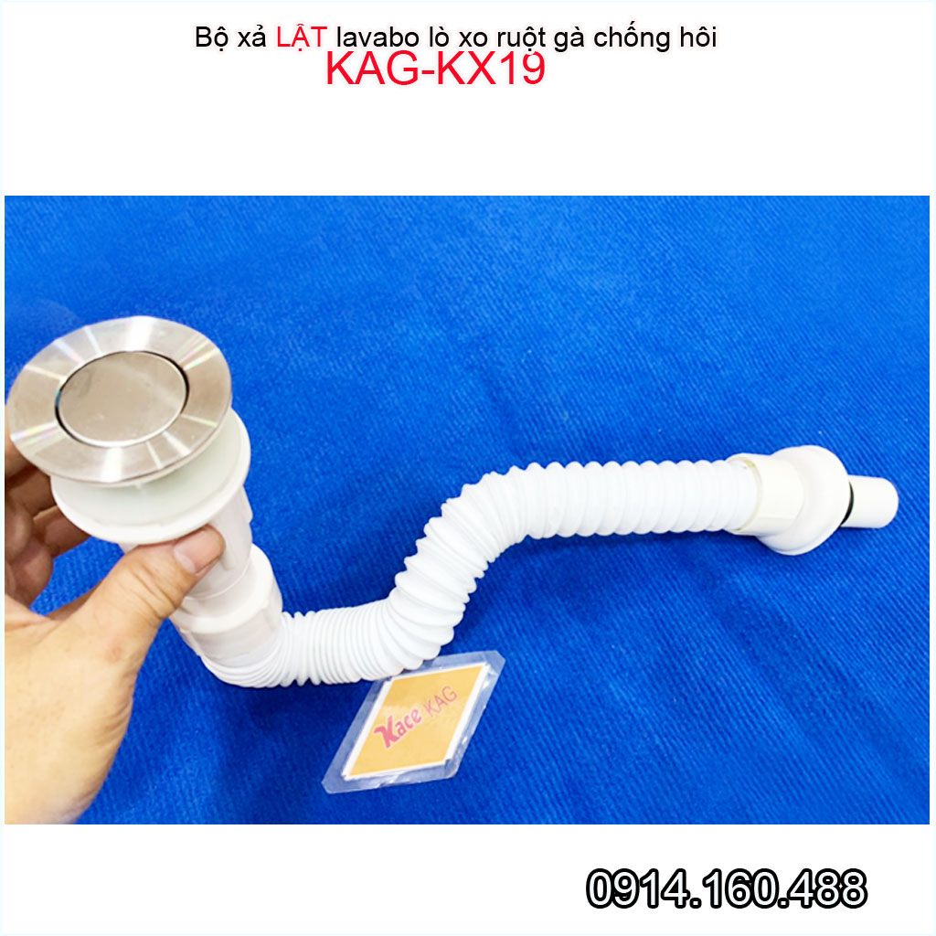 Bộ xả lavabo KAG-KX19 xả lật , xả ruột gà ống nhựa mềm chậu lavabo rửa mặt thoát nhanh giá tốt sử dụng tốt