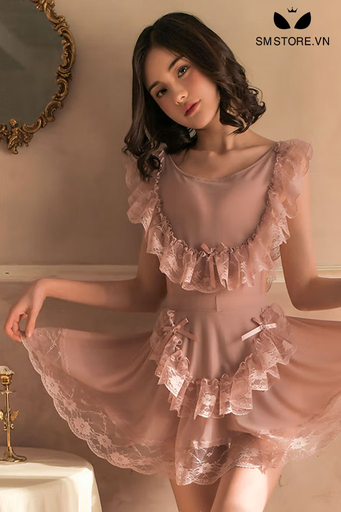 Váy ngủ sexy dây buộc sau, hở bạo lưng mông cực gợi cảm - SMS052