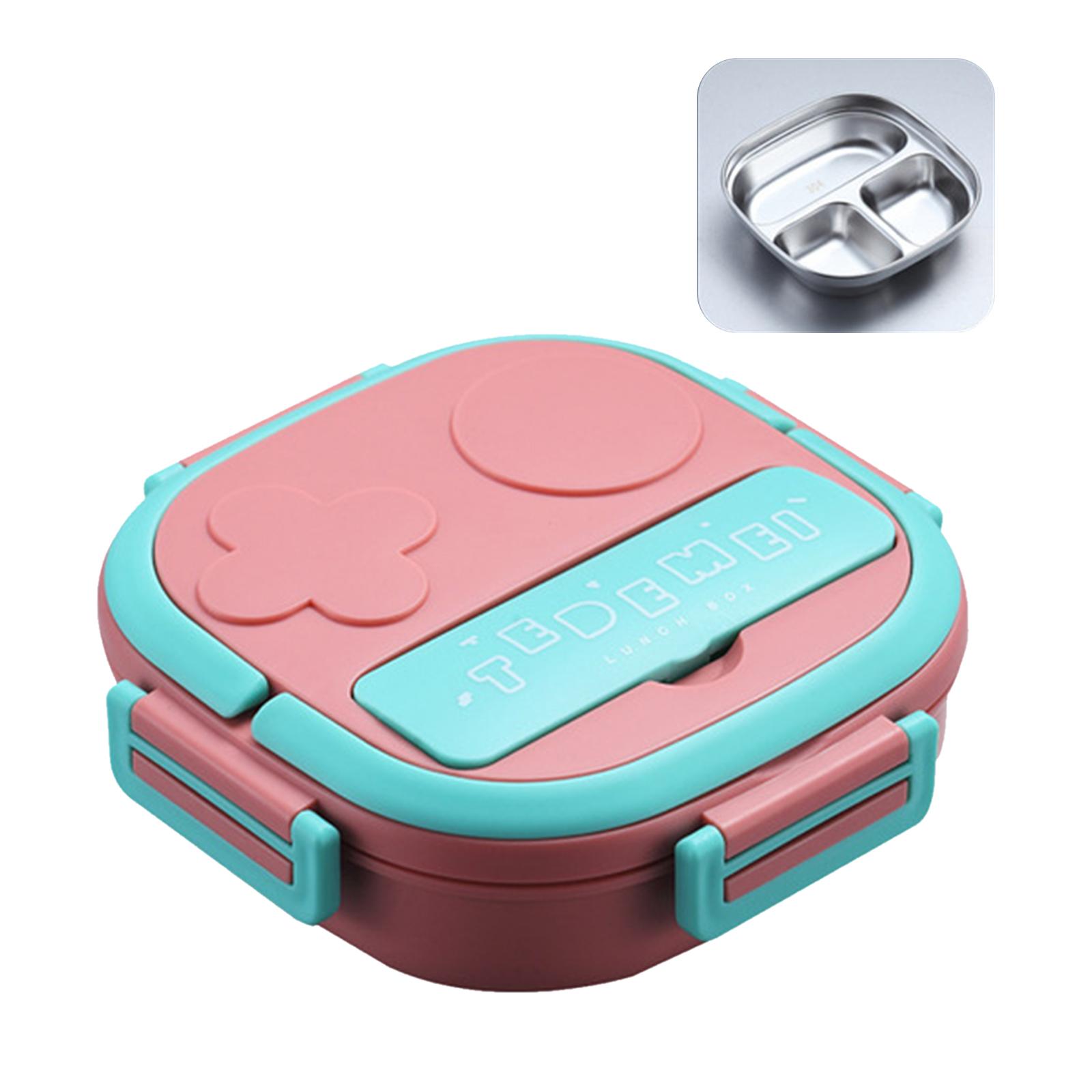 Hộp Cơm Bento Có Nĩa 3 Ngăn Phong Cách Nhật Bản Bằng Thép Không Gỉ Chống Rò Rỉ