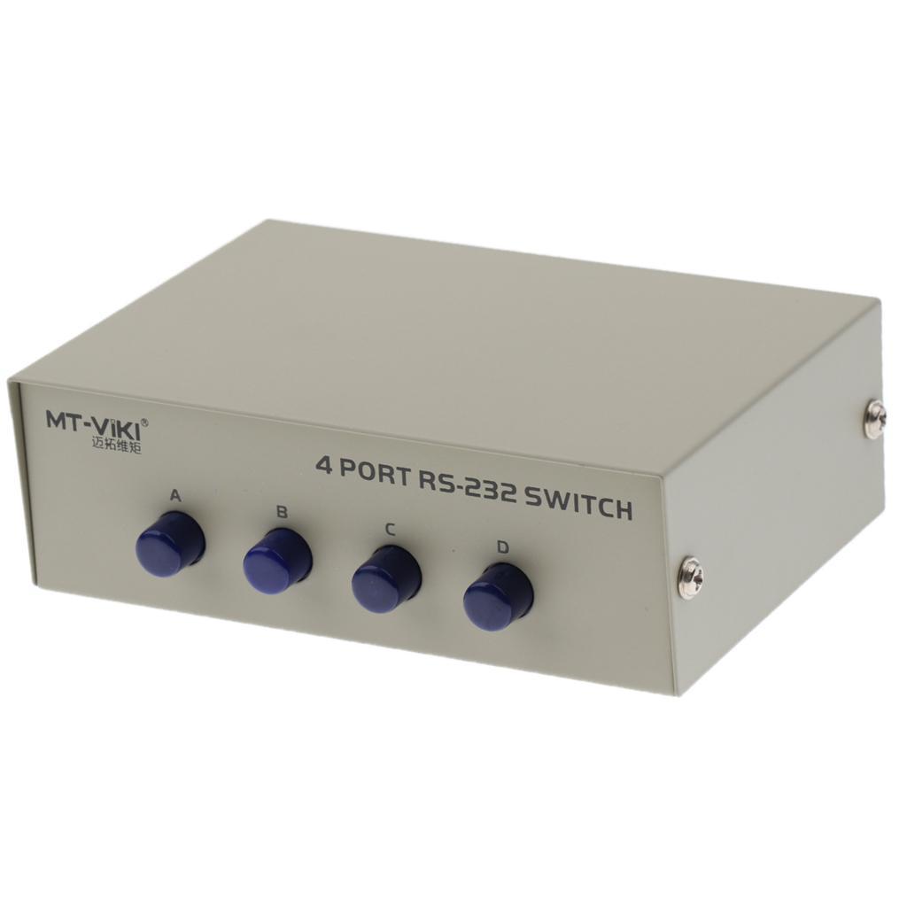 Metal Case 4 Port Manual RS-232 Switch for PC Sharing to Serial Device