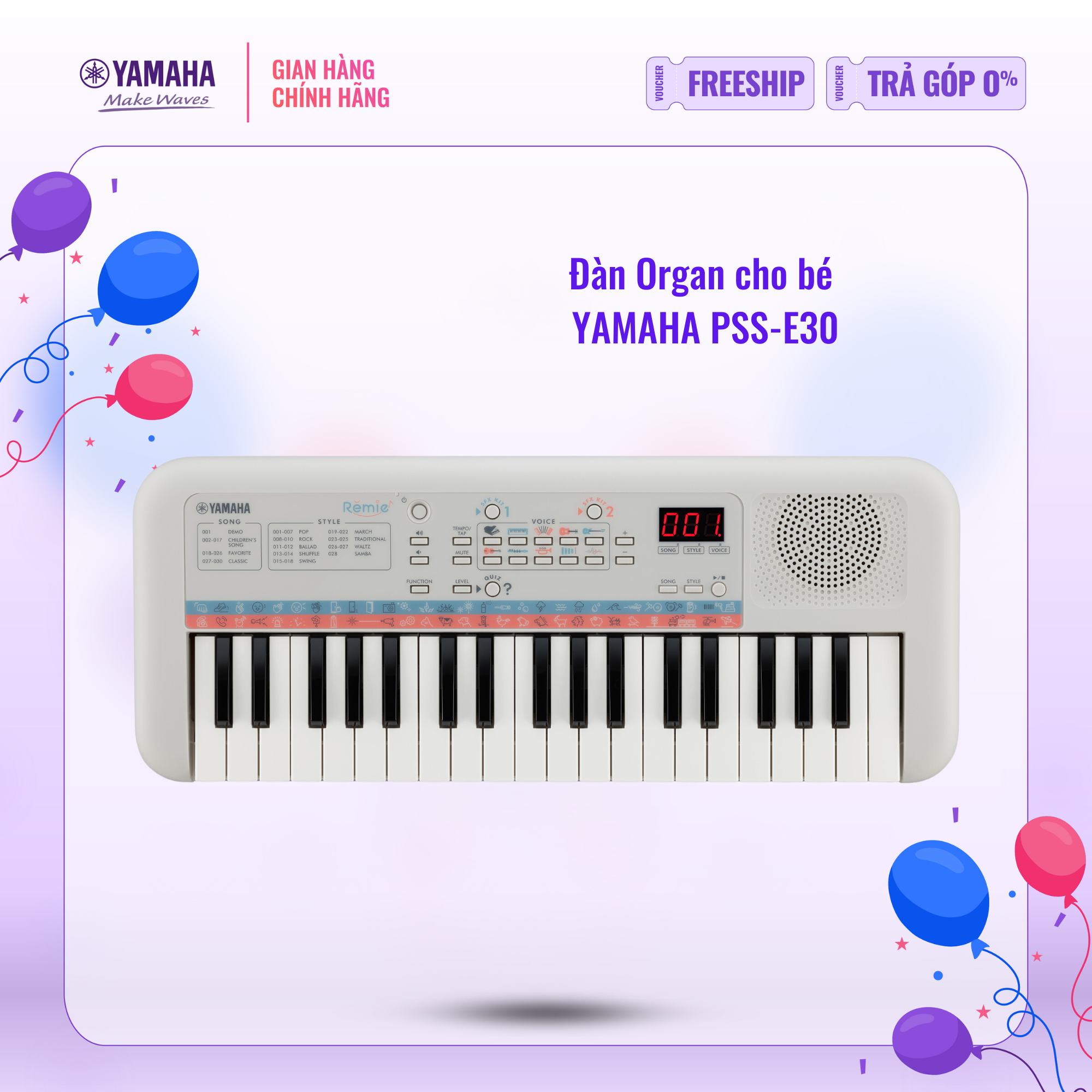 Đàn Organ Điện Tử Keyboard Yamaha Cho Bé Pss - E30 Với Nhiều Hiệu Ứng Âm Thanh, Phù Hợp Cho Trẻ Em Dưới 6 Tuổi