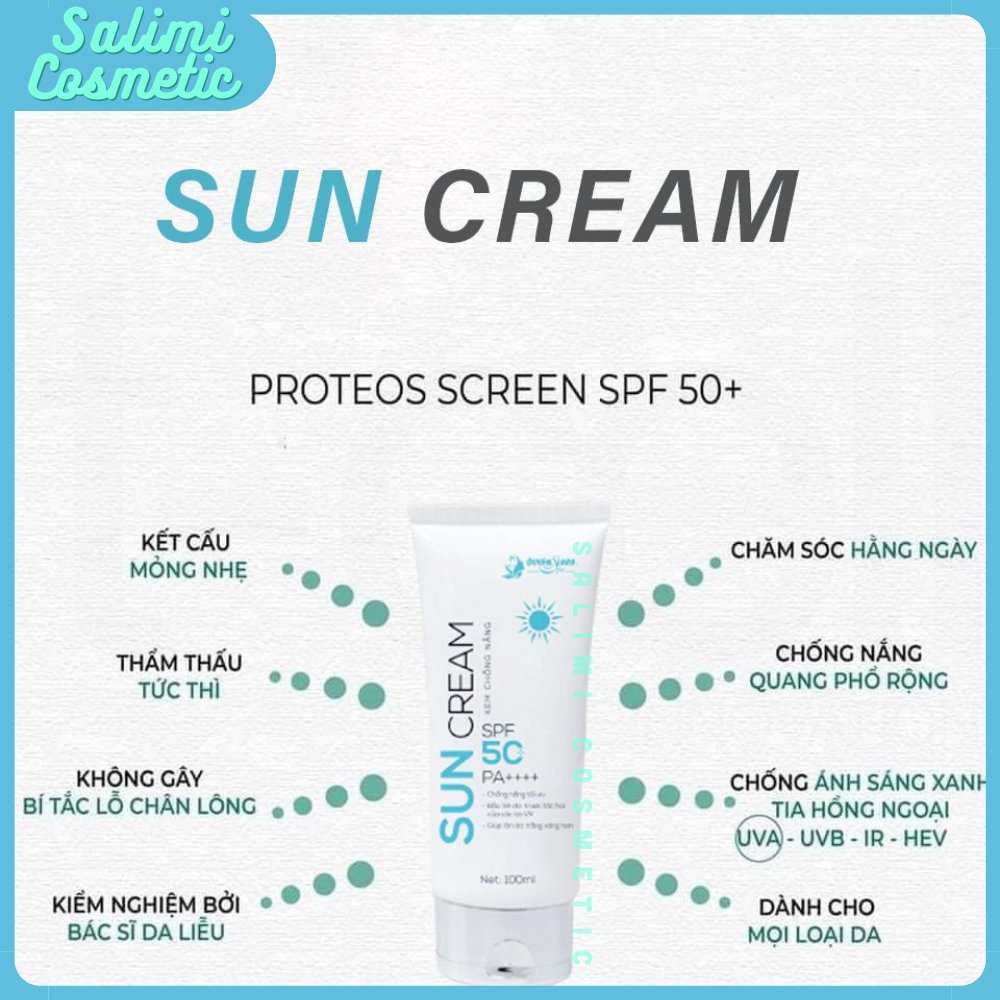 Kem Chống Nắng SUN CREAM - Chống Tia Cực Tím SPF 50+, Tăng Độ Ẩm &amp; Dưỡng Chất Cho Da, Bảo Vệ Da Khỏi Tác Hại Bên Ngoài | Dung Tích 100ml - HÀNG CHÍNH HÃNG