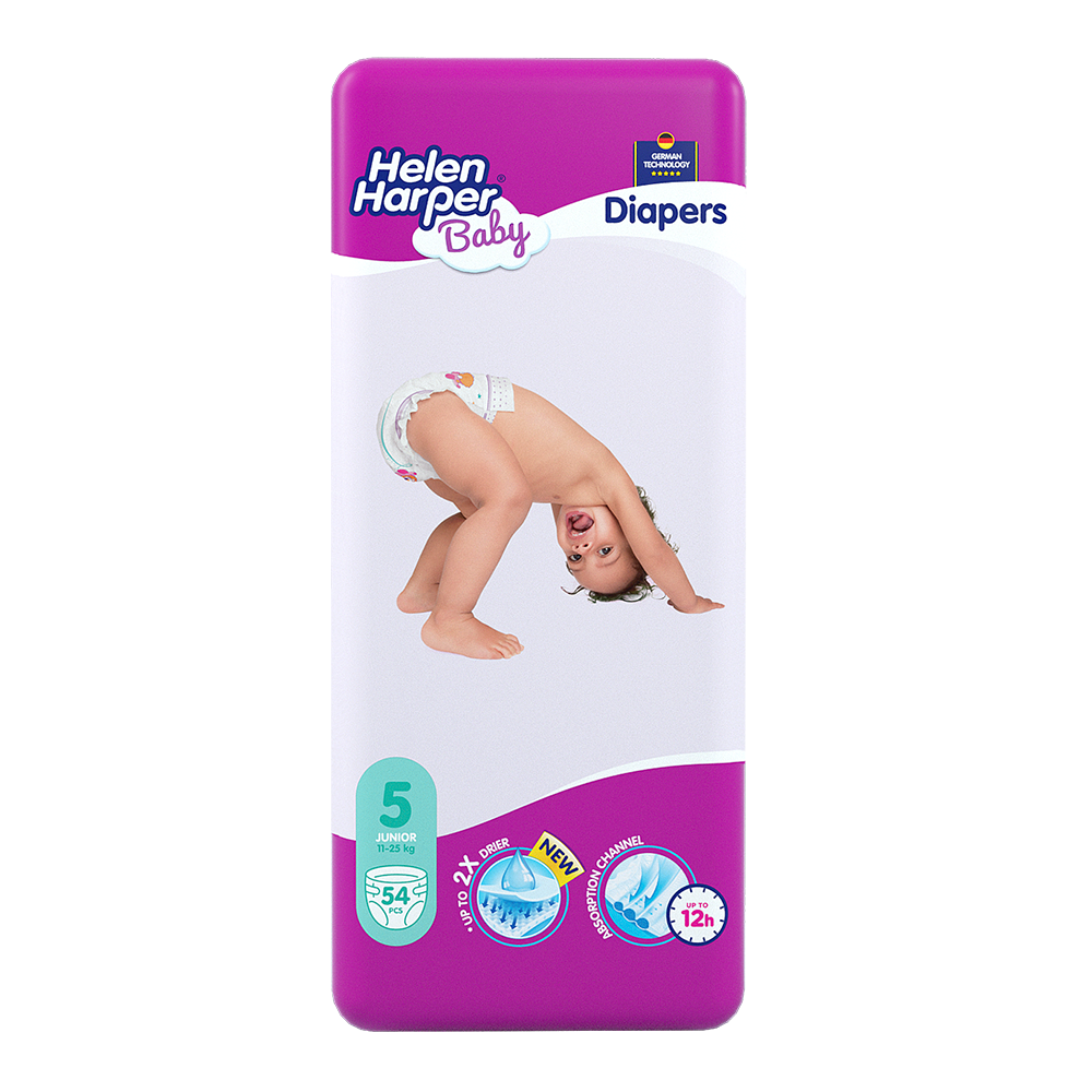 Tã dán Helen Harper Junior size 5 (XL) cho bé 11-25 kg, 54 miếng/gói