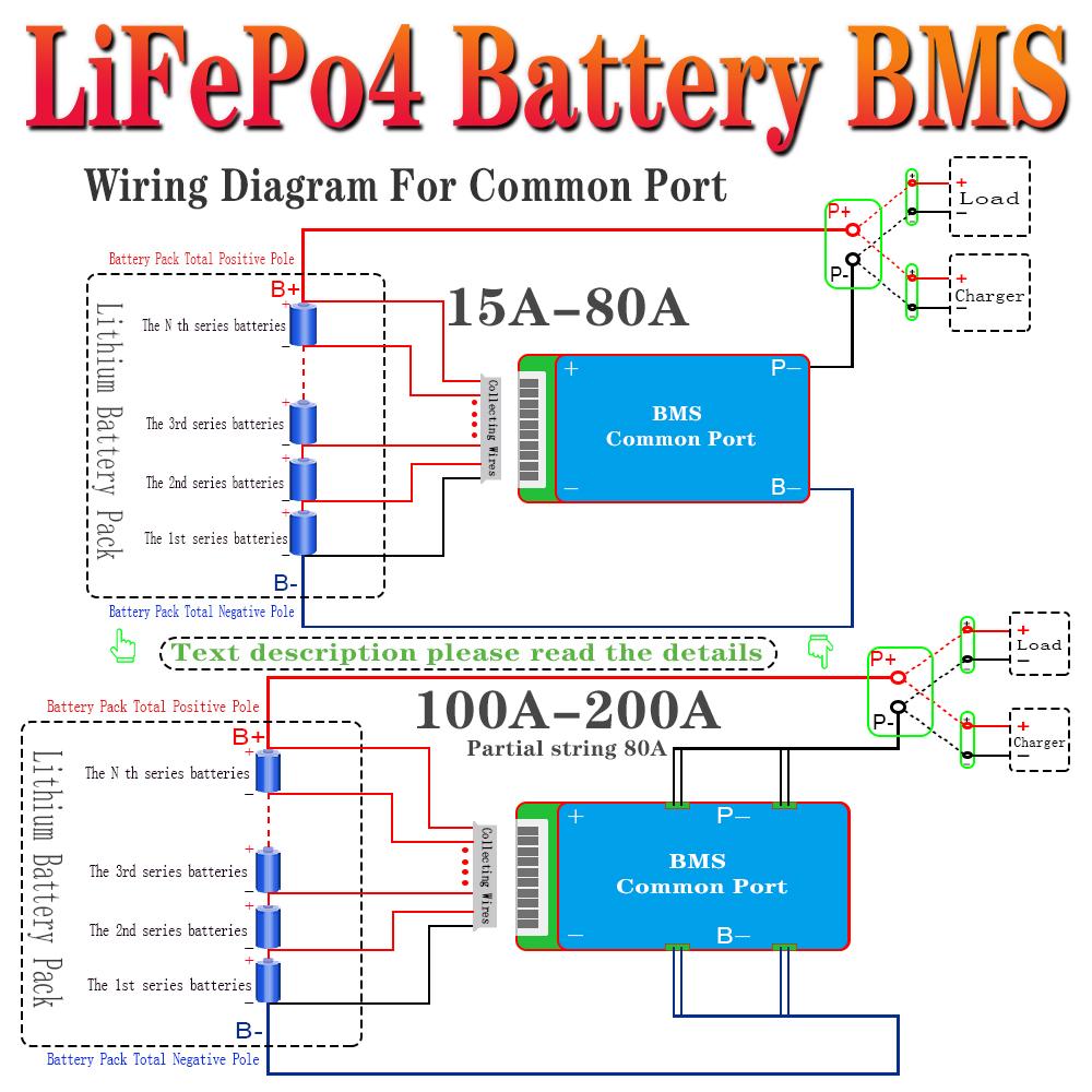 Bảng mạch cân bằng pin lithium LiFePo4 BMS 3.2V Cell 4S 12V 8S 24V 12S 36V 15S 16S 48V 19S 20S 60V 23S 24S 72V 20A 60A 100A 150A Hiện tại: LiFePo4 4S 12V