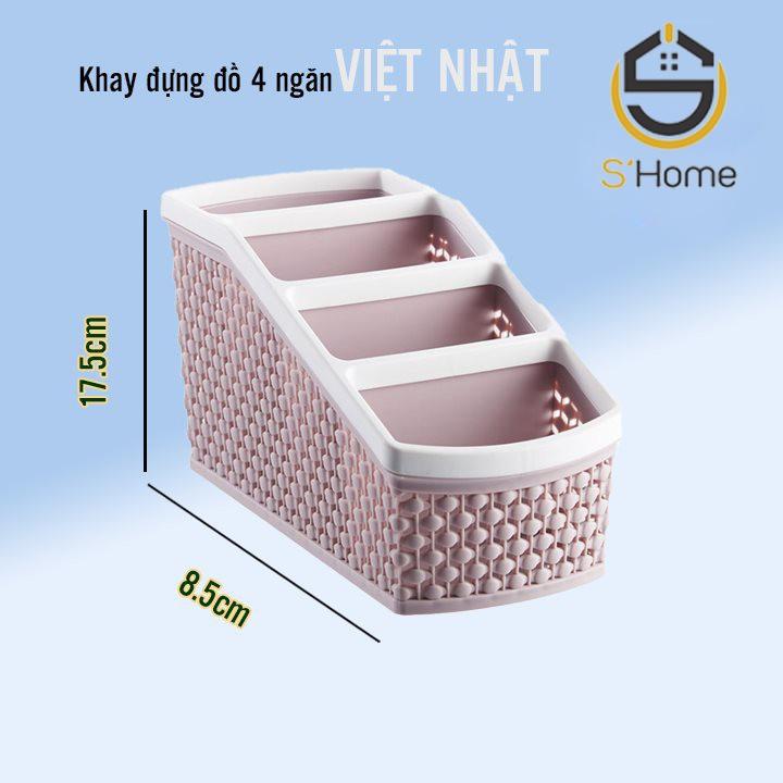 Giỏ Nhựa 4 Ngăn Đựng Bút Viết ️S'Home️ Giỏ Đựng Vật Dụng Văn Phòng Để Bàn Tiện Dụng, Tiết Kiệm Diện Tích – SH41