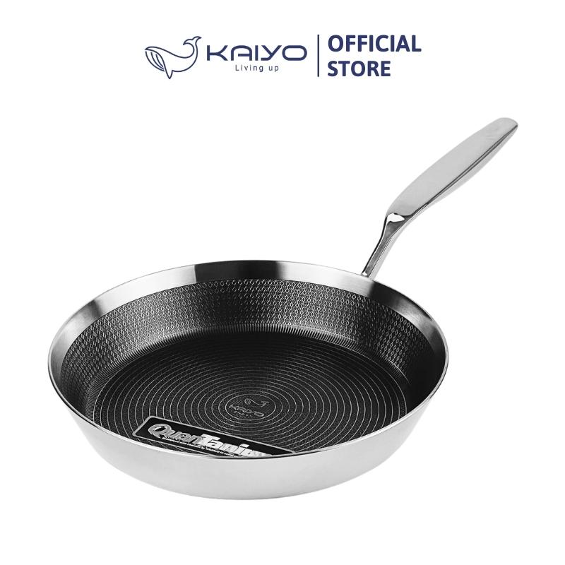 Chảo inox chống dính hoa văn nổi thân đáy liền 3 lớp tri-ply Kaiyo, size 26cm