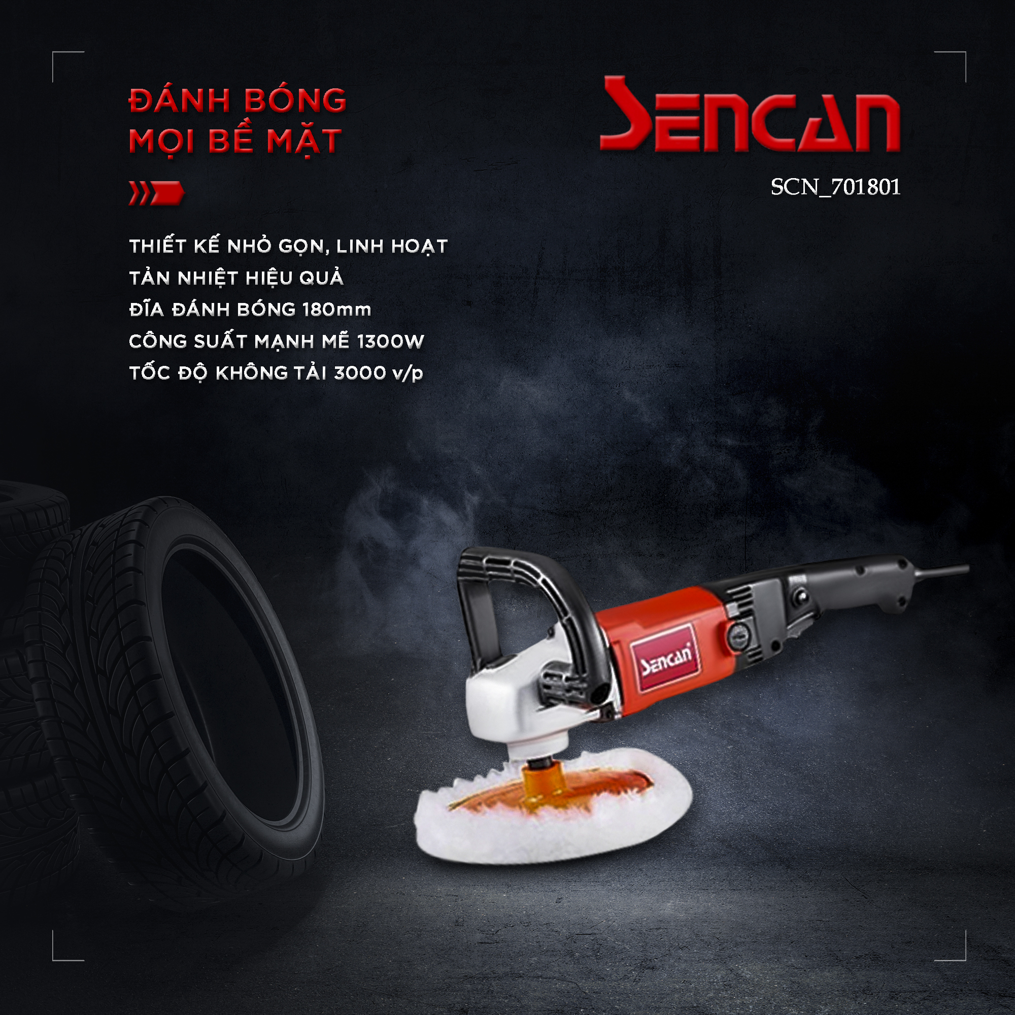 Máy đánh bóng đường kính đĩa 180mm Sencan 701801