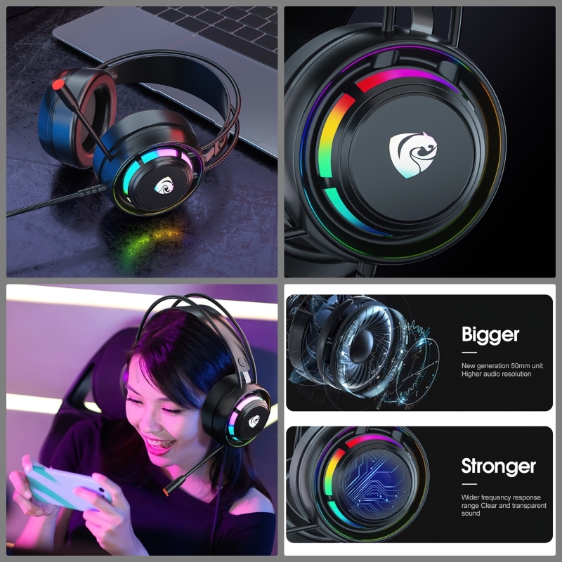 Tai Nghe PSH300 Led RGB Gaming Headset jack 3.5 + USB tiện lợi cho máy tính laptop hàng nhập khẩu