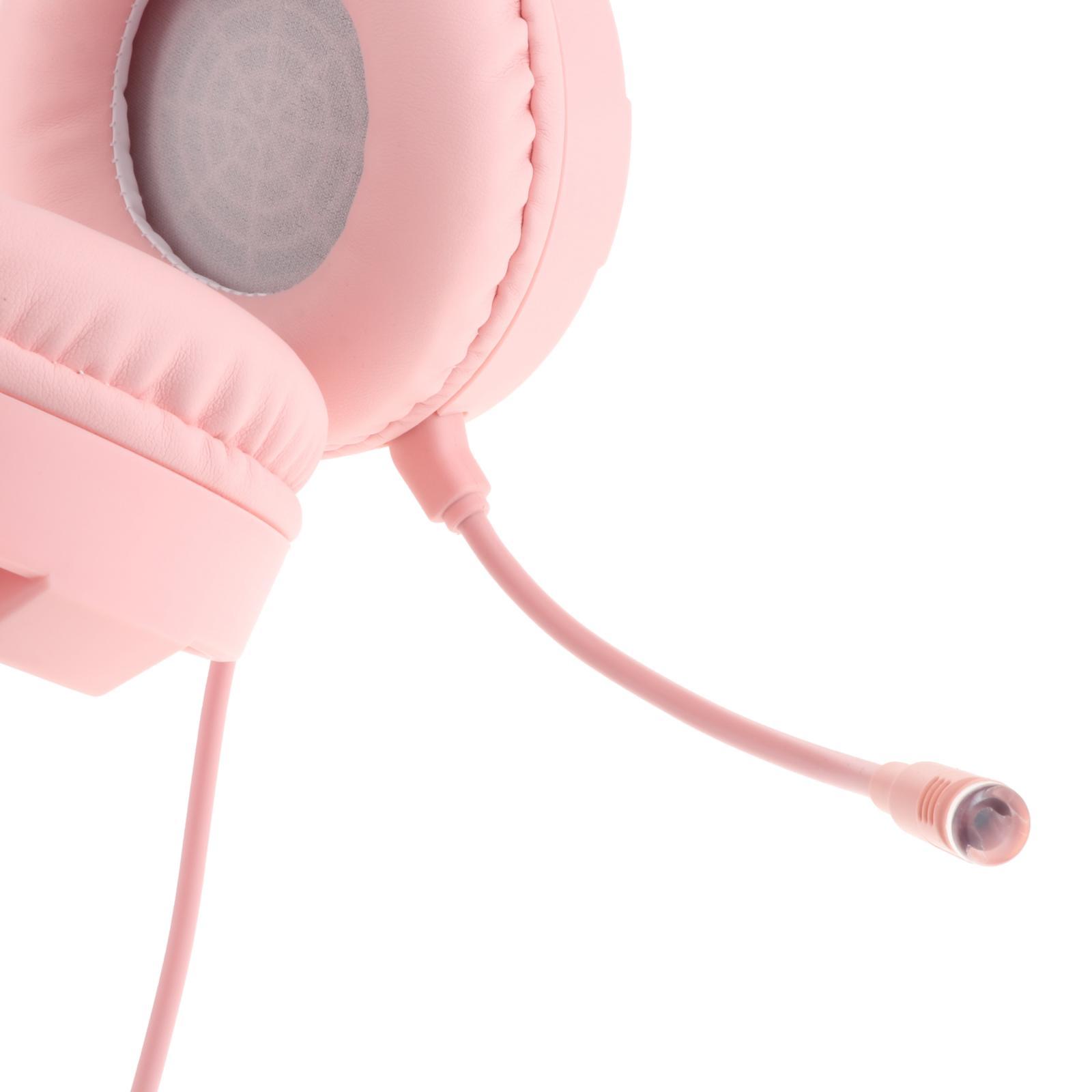 Professional Pink Over Ear Gaming Headset Headphone with LED Light,Realistic Surround Sound Subwoofer