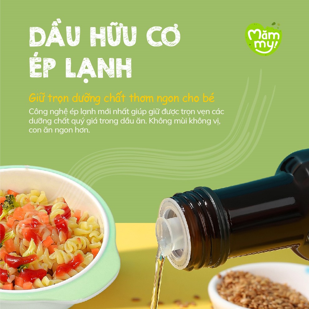 Combo 3 dầu ăn dặm bổ não Mămmy, dầu cá hồi, dầu hạt lanh, dầu Olive bổ sung DHA, Omega-3 cho bé từ 6 tháng, chai 100ml