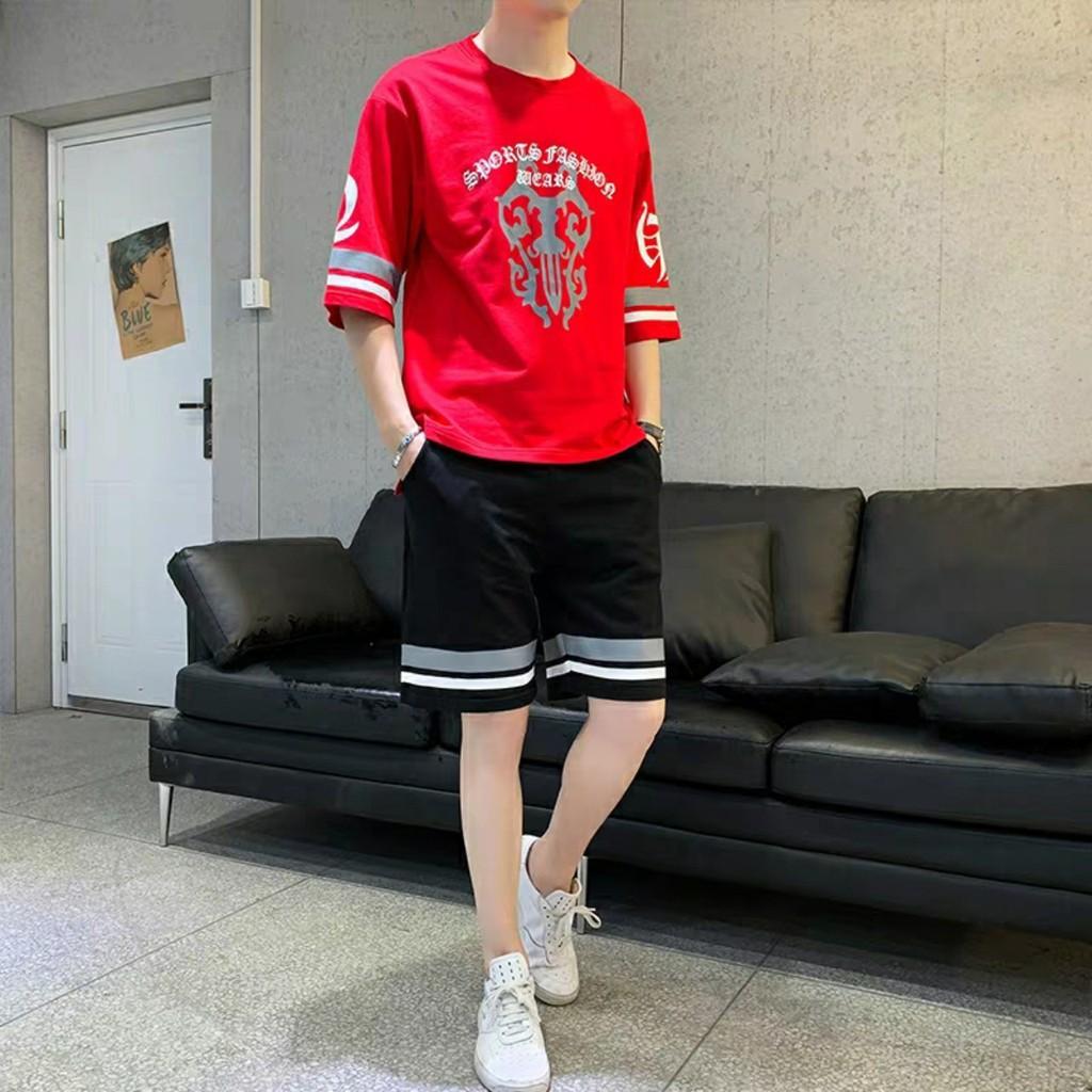 Đồ bộ thể thao nam mua hè kiểu Thái vải thun da cá dày , thoáng mát, co dãn tốt, One Size