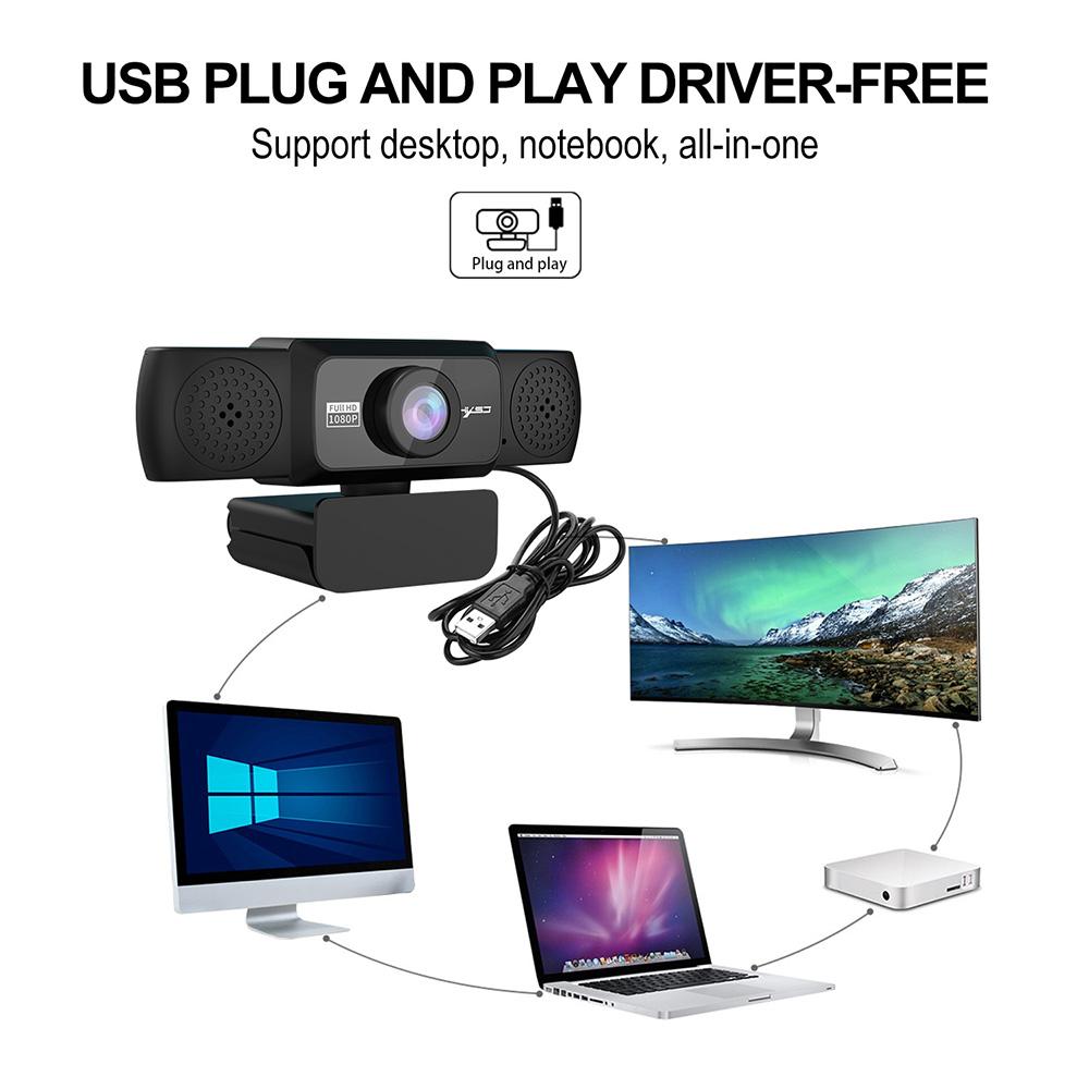 HXSJ S5 HD 1080P Computer Camera Built-in 8m Sound-absorbing Microphone Web Camera with Adjustable Degrees for Laptop