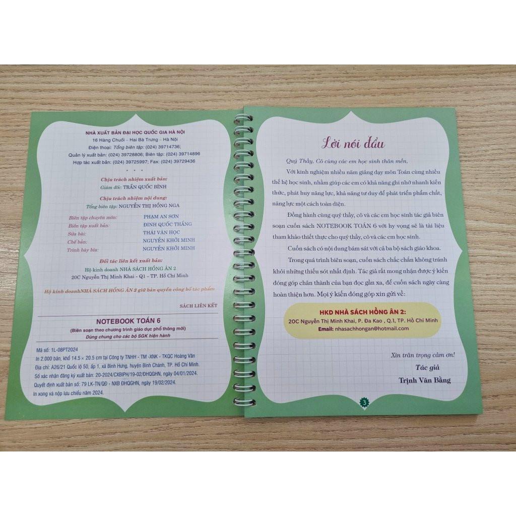 Sách - Notebook Toán 6 - Dùng Chung Cho Các Bộ SGK Hiện Hành - Hồng Ân