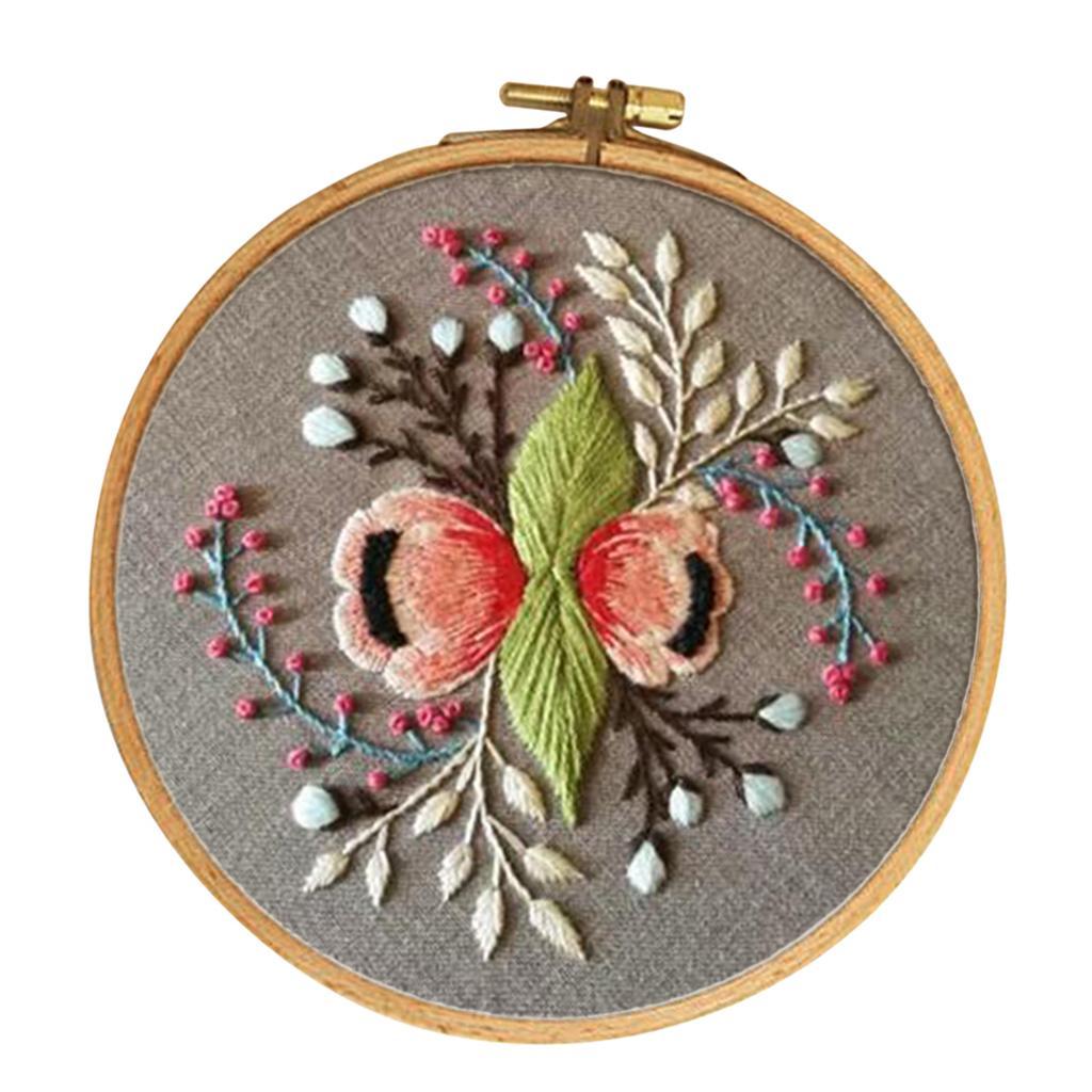 Flower Pattern DIY Needlework Kits Embroidery Hoop DIY Package for Beginners