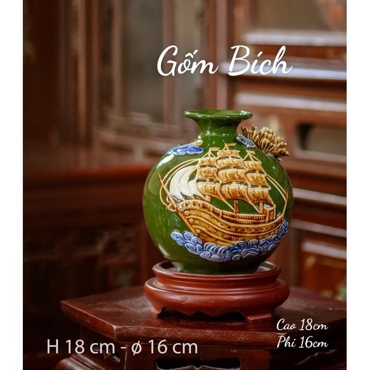 Bình Hút Lộc Thuận Buồm Xuôi Gió Men Màu Bình Phong Thủy Tài Lộc Gốm Sứ Bát Tràng - Gốm Bích