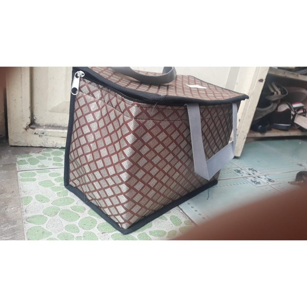 Túi giữ nhiệt lớn Ngang 40 x Cao 30 x Rộng 21, vải bố dầy, hình hộp ngang, nặng 450gr
