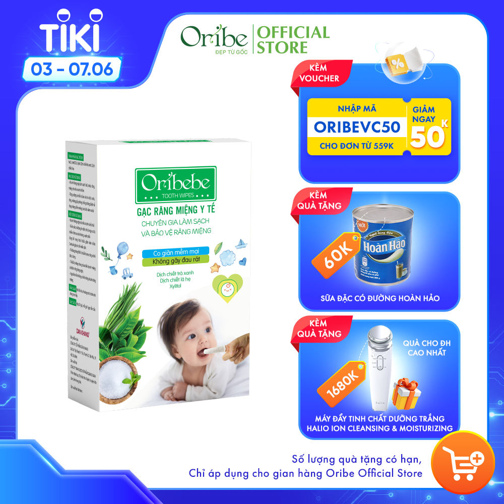 Gạc Rơ Lưỡi Oribebe Vệ Sinh Răng Miệng Cho Bé Hộp 30 Gói