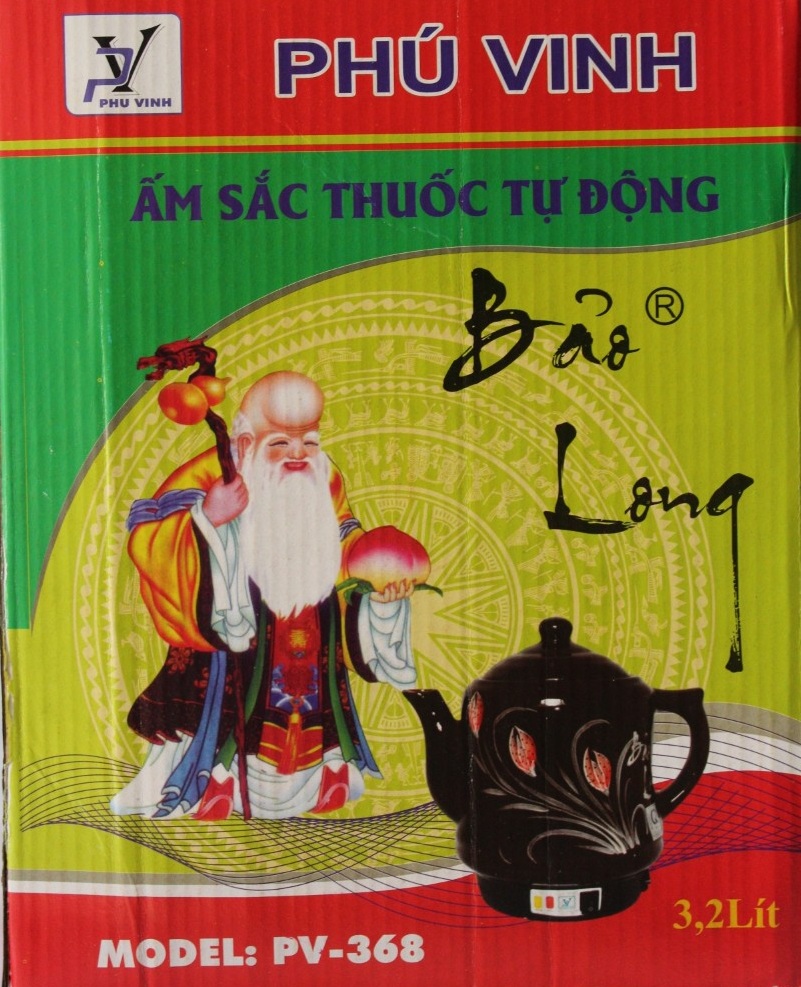 Ấm Siêu Sắc Thuốc Điện Tự Động Gốm Bát Tràng Bảo Long Phú Vinh PV-386 (3,2 lít) - Màu Ngẫu Nhiên - Hàng Chính Hãng