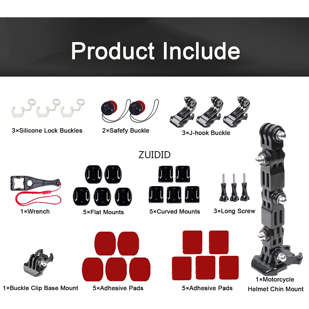 34in1 Mũ bảo hiểm xe máy cằm Mount Bộ dụng cụ cho GoPro Hero 10 9 8 7 6 5 Phụ kiện máy ảnh Osmo