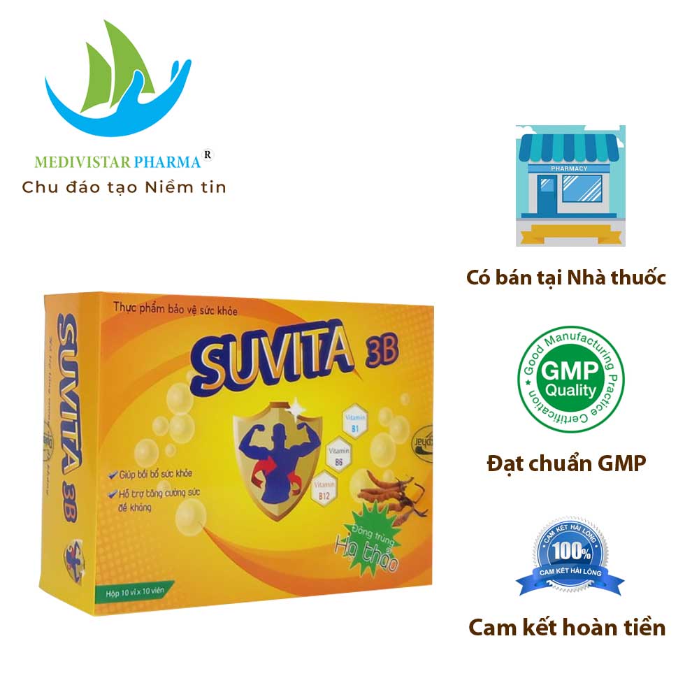 Combo 3 Hộp Viên Đạm Bổ SUVITA Bổ Sung Vitamin Tăng Cường Sức Khỏe, Nâng Cao Đề Kháng 100 Viên/Hộp