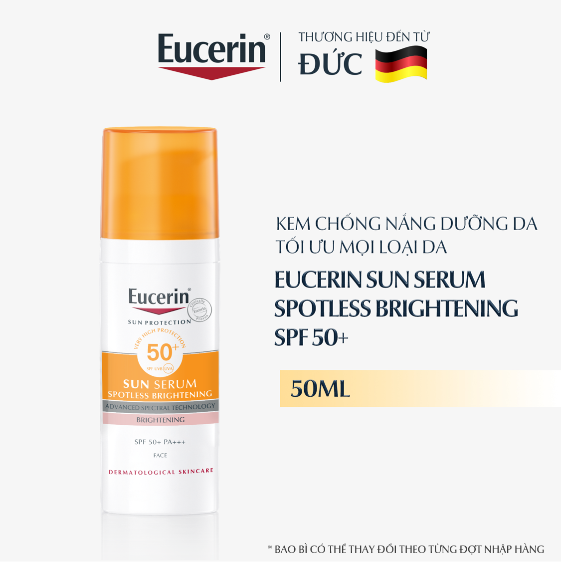 Tinh chất chống nắng giảm thâm nám Eucerin Spotless Brightening Serum SPF50+ 50ml