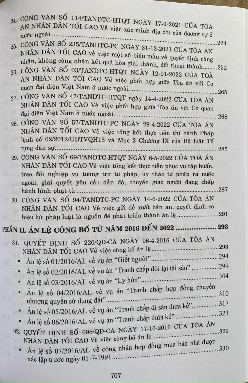 Hệ thống Án lệ và các giải đáp vướng mắc trong nghiệp vụ xét xử của Tòa án nhân dân tối cao từ năm 2016 đến nay