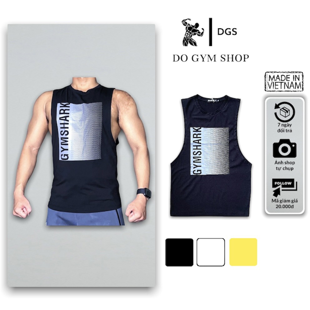 Áo tanktop tập gym nam DO GYM SHOP chất thun cotton thoáng mát khi chơi thể thao, mặc nhà