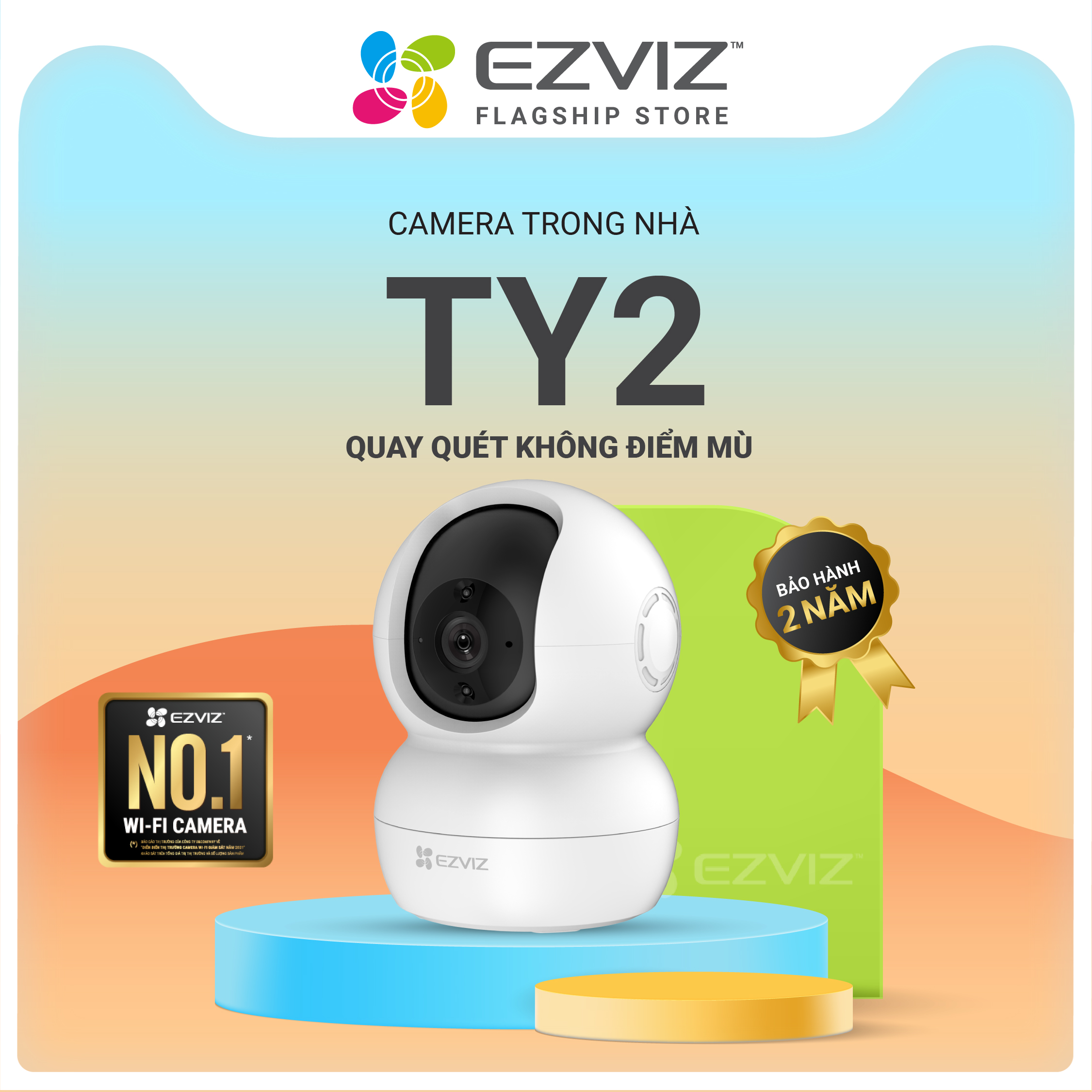 Camera WI-FI EZVIZ TY2 Trong Nhà, Quay 360 Độ, FHD 1080P, Đàm Thoại 2 Chiều--Hàng Chính Hãng