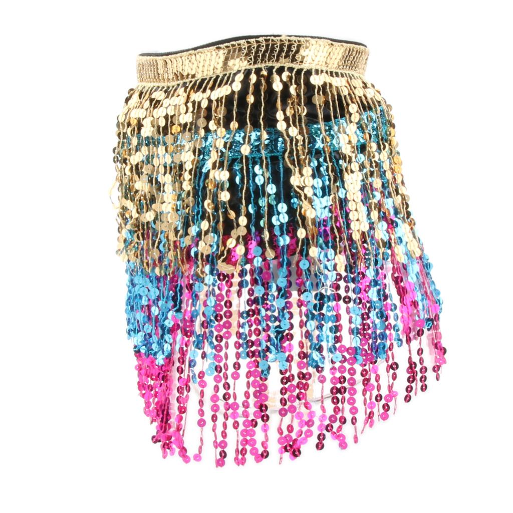 Sequins Indian Belly Dance Hip Skirt Waist Belt Hip Scarf Wrap Dancewear