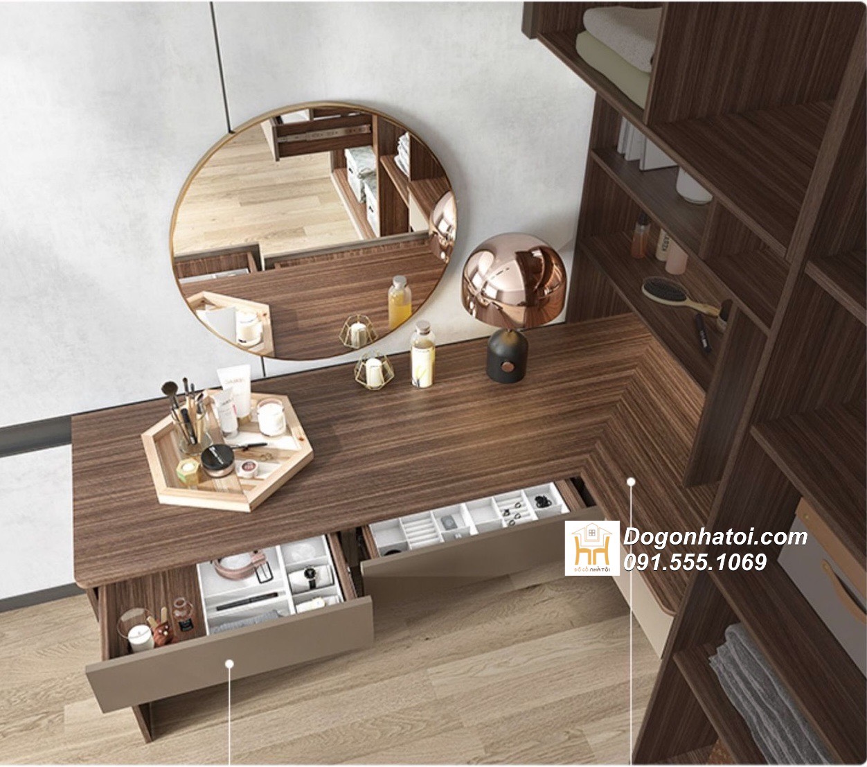 Tủ quần áo kết hợp bàn phấn gỗ công nghiệp đẹp - TA212