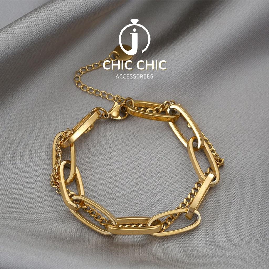 Lắc Tay TiTan Mạ Vàng 18K Hai Lớp Mặt Hàn Quốc Dễ Thương Thời Trang Nữ | Lắc Tay CHIC CHIC 2C22