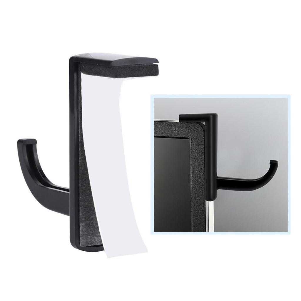 Headphone Headset Hanger Hook with Tape Sticker for Desk PC Display Black