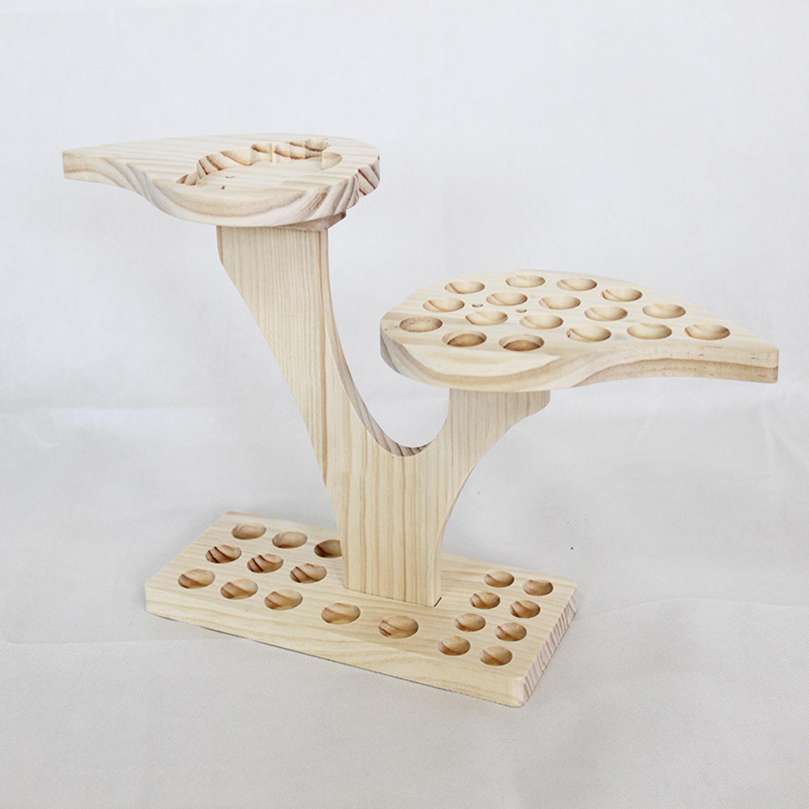 36 Slots Wood Essential Oils Stand Diffuser Holder Carousel Storage Shelf, 2 Tier Height