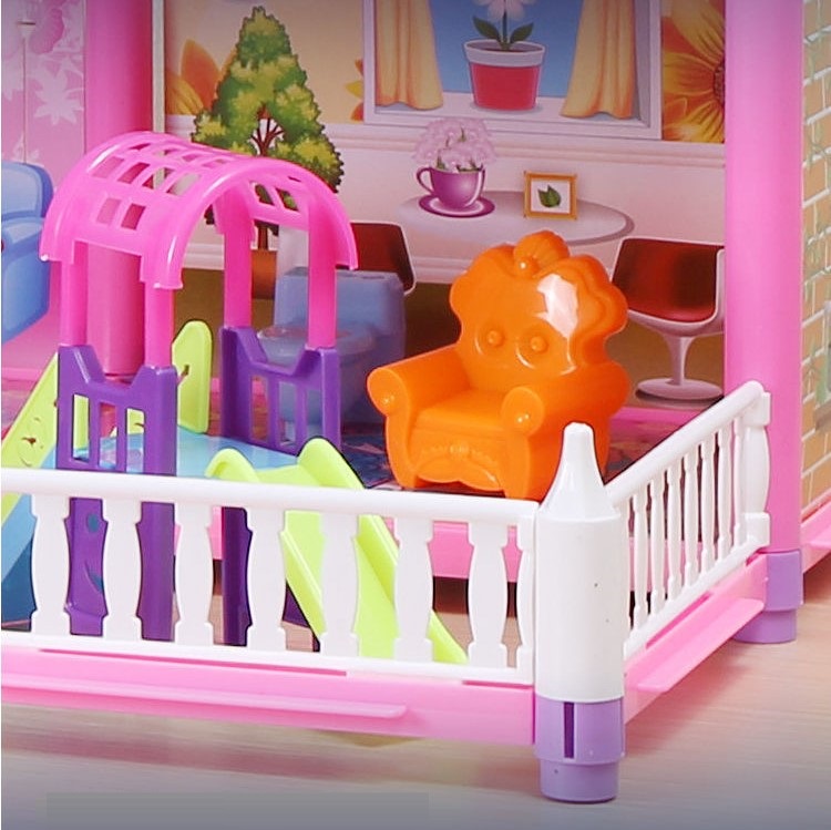 Nhà búp bê mô hình đồ chơi cỡ lớn kèm búp bê chibi full nội thất cho bé lắp ráp, quà tặng sinh nhật cho bé
