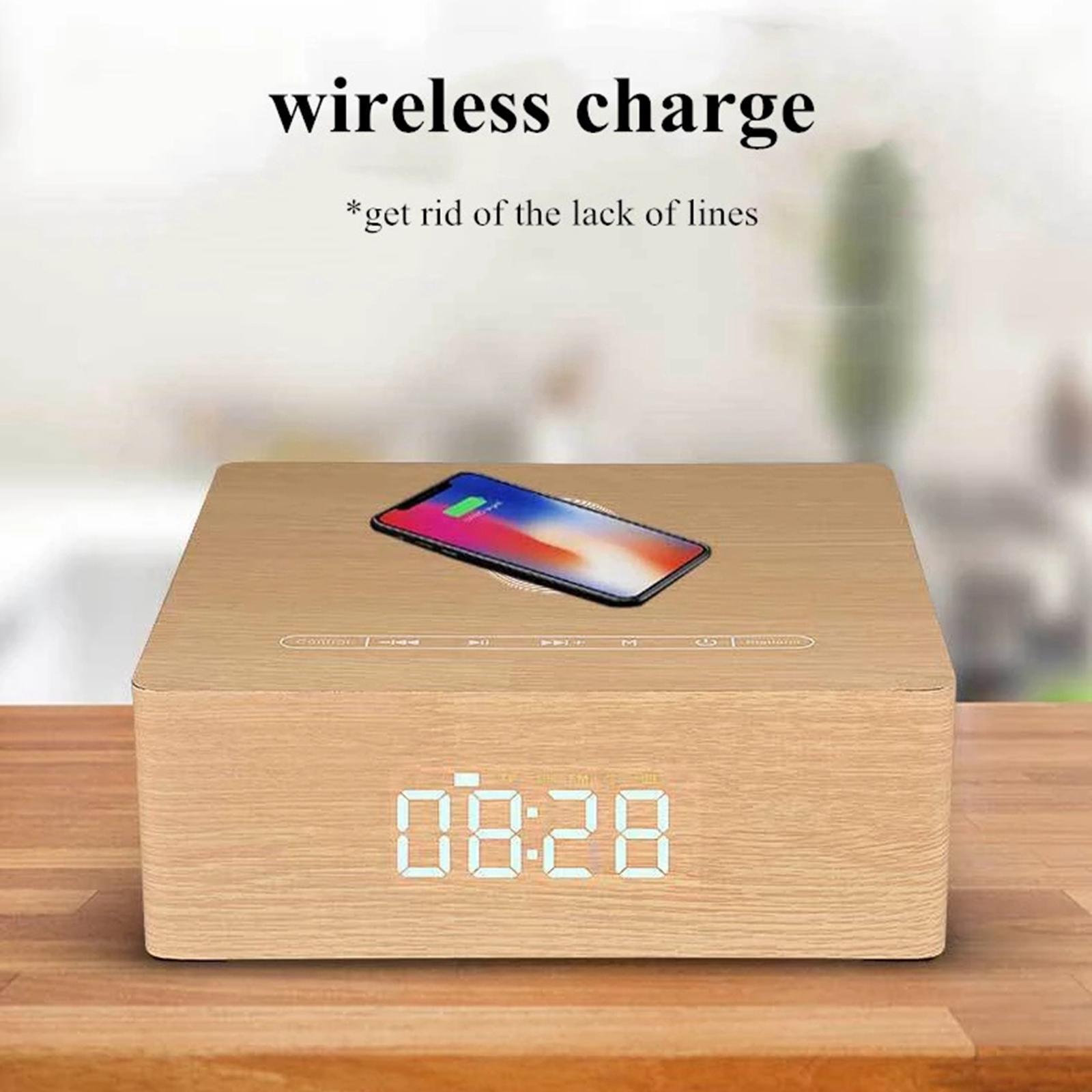Retro Multi-Function Bluetooth Speaker Alarm Clock Wireless Charger