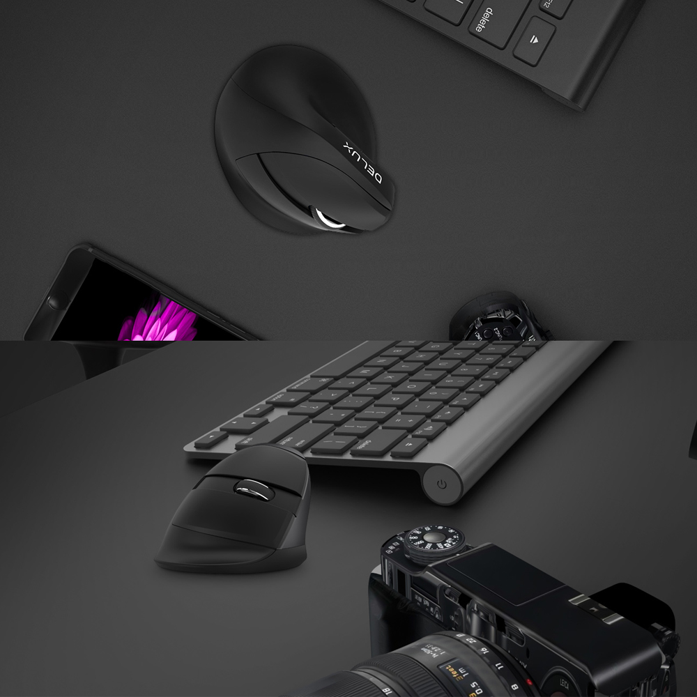 Chuột dọc Delux M618mini GX không dây với 3 bánh răng có thể điều chỉnh DPI cho máy tính xách tay