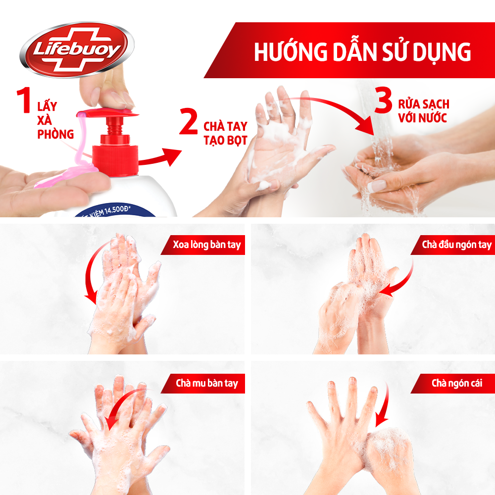 Combo 2 Nước Rửa Tay Lifebuoy Chăm Sóc Da Giúp Dưỡng ẩm Mềm Mại Và Bảo Vệ Khỏi 99.9% Vi Khuẩn Trên Tay Chai 450G