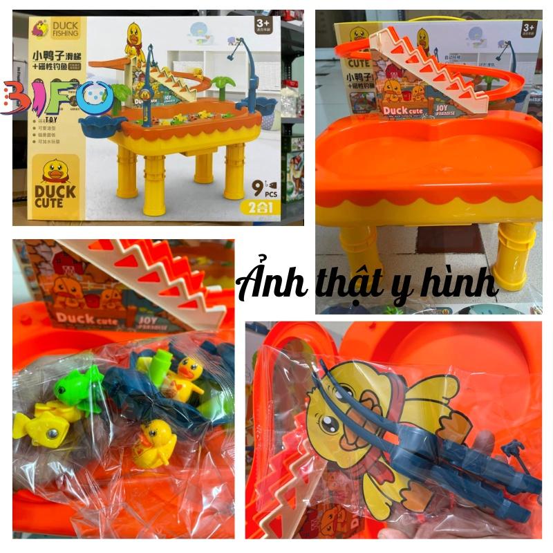 Bàn chơi đa năng 2in1 câu cá và vịt leo cầu thang 2 trong 1 có nhạc vui nhộn câu cá từ tính thang leo tự động cho bé