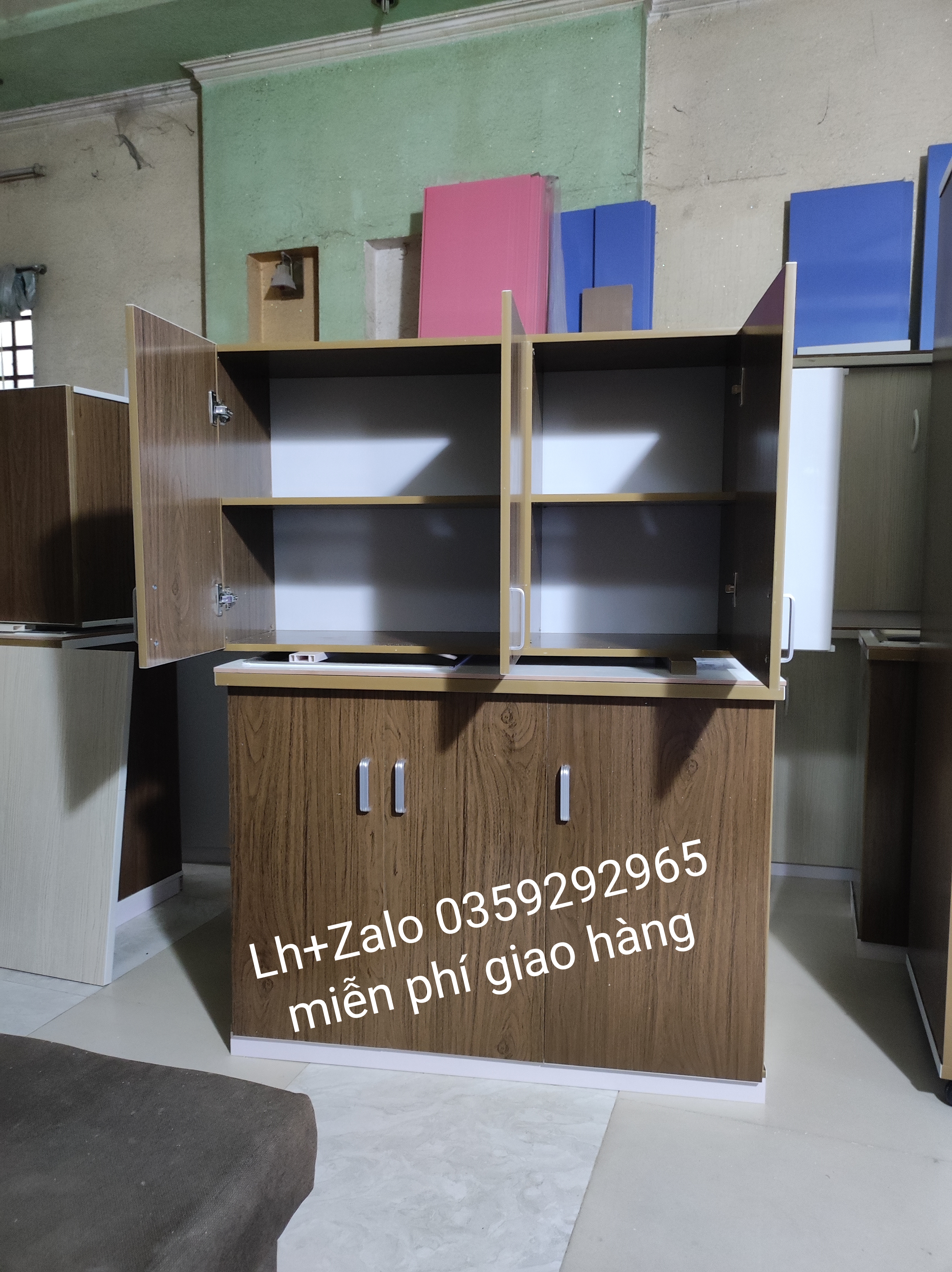 Bộ tủ bếp mini nhựa đài Loan ốp mặt gạch