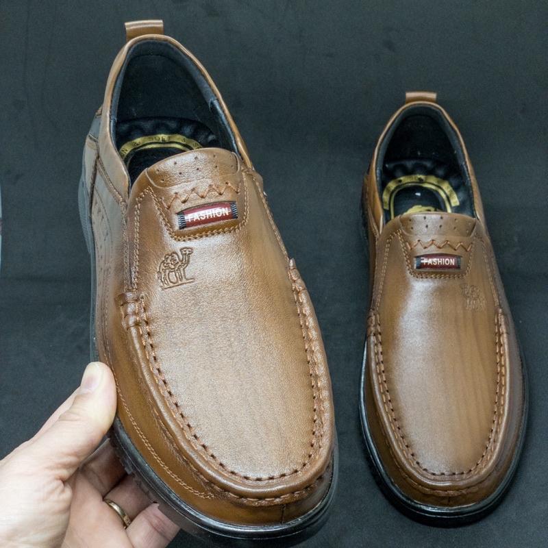 Giày lười nam da bò êm mềm, cam kết da thật 100%