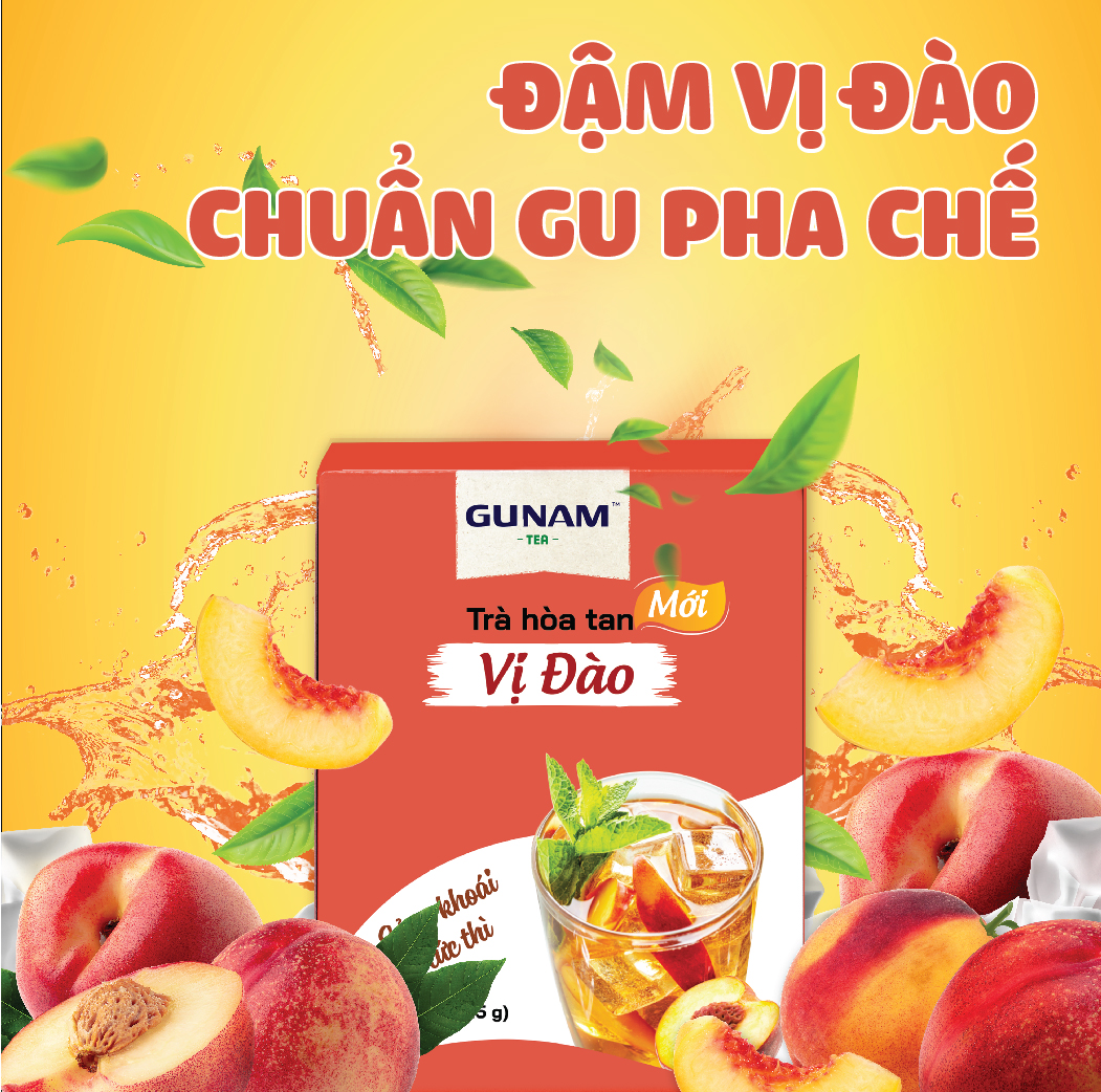 Hộp trà đào hòa tan GUNAM (16 gói x 15g)