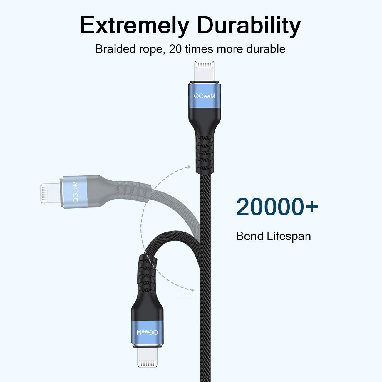 Dây Cáp Sạc QGeeM USB-Type C sang Lightning chuẩn MFi Cho iPhone 2m dây cáp bện sợi nylon - Hàng Chính Hãng