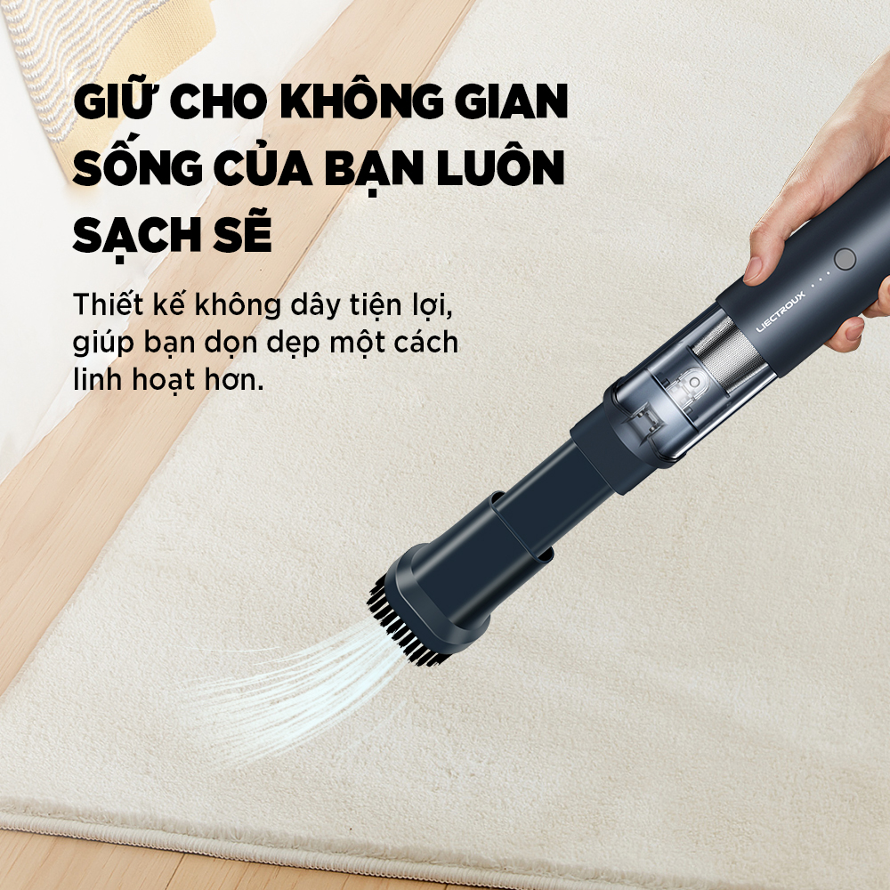 Máy hút bụi mini không dây Liectroux i3 Thiết kế nhỏ gọn Động cơ mạnh mẽ Dung lượng pin lớn Cổng sạc USB tiện lợi Sản phẩm mới của thương hiệu LIECTROUX ROBOTICS Hàng chính hãng