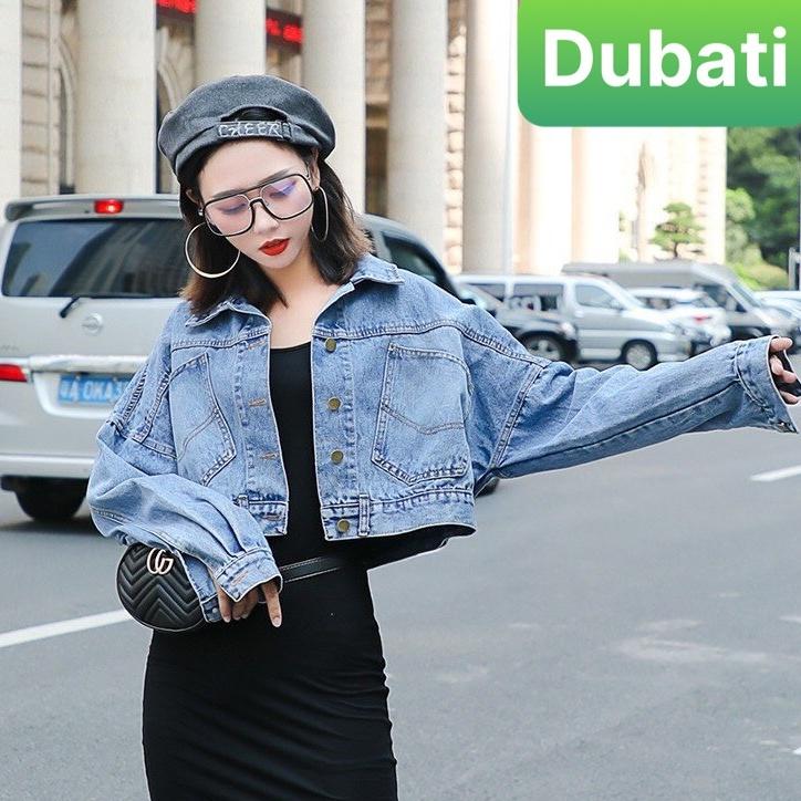 ÁO KHOÁC JEAN NỮ CHẤT BÒ CÓ NÚT SAU DÁNG NGẮN THỜI TRANG TRẺ- DUBATI FASHION