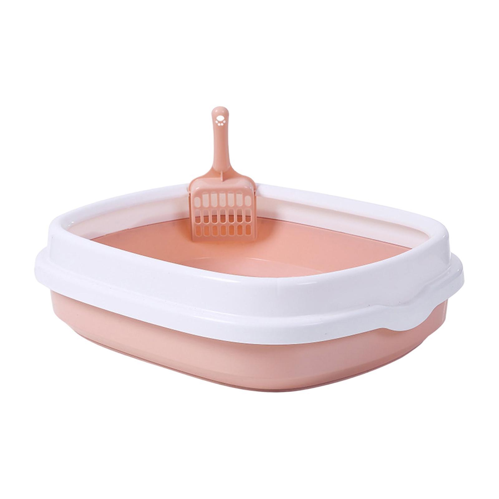 Semi Open Kitten Cat Litter Box, Tray Sand Box Detachable with Surrounded Top Frame Toilet for Travel