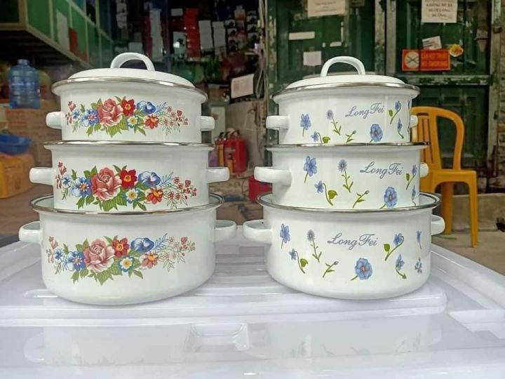 SET 3 NỒI SỨ - THỐ SỨ HOA TRÁNG MEN CAO CẤP