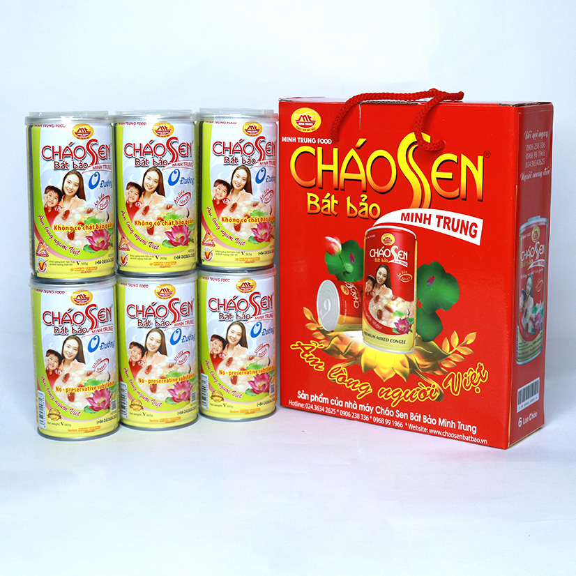 Cháo sen bát bảo không đường Minh Trung combo 6 lon - CSBB 0 đường - 6