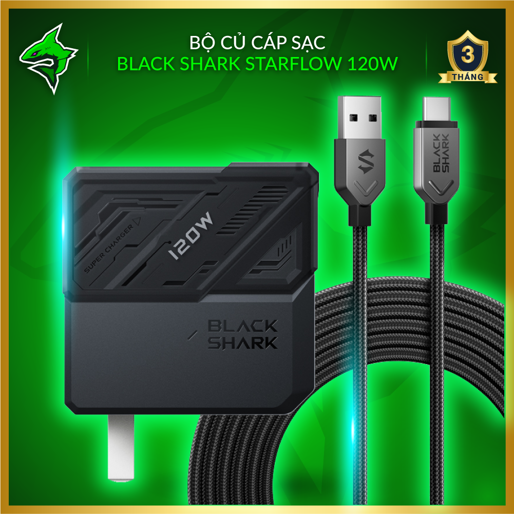 [Hàng Chính Hãng] Bộ Củ Cáp Sạc Nhanh GaN Black Shark Starflow 120W【10 chế độ bảo vệ