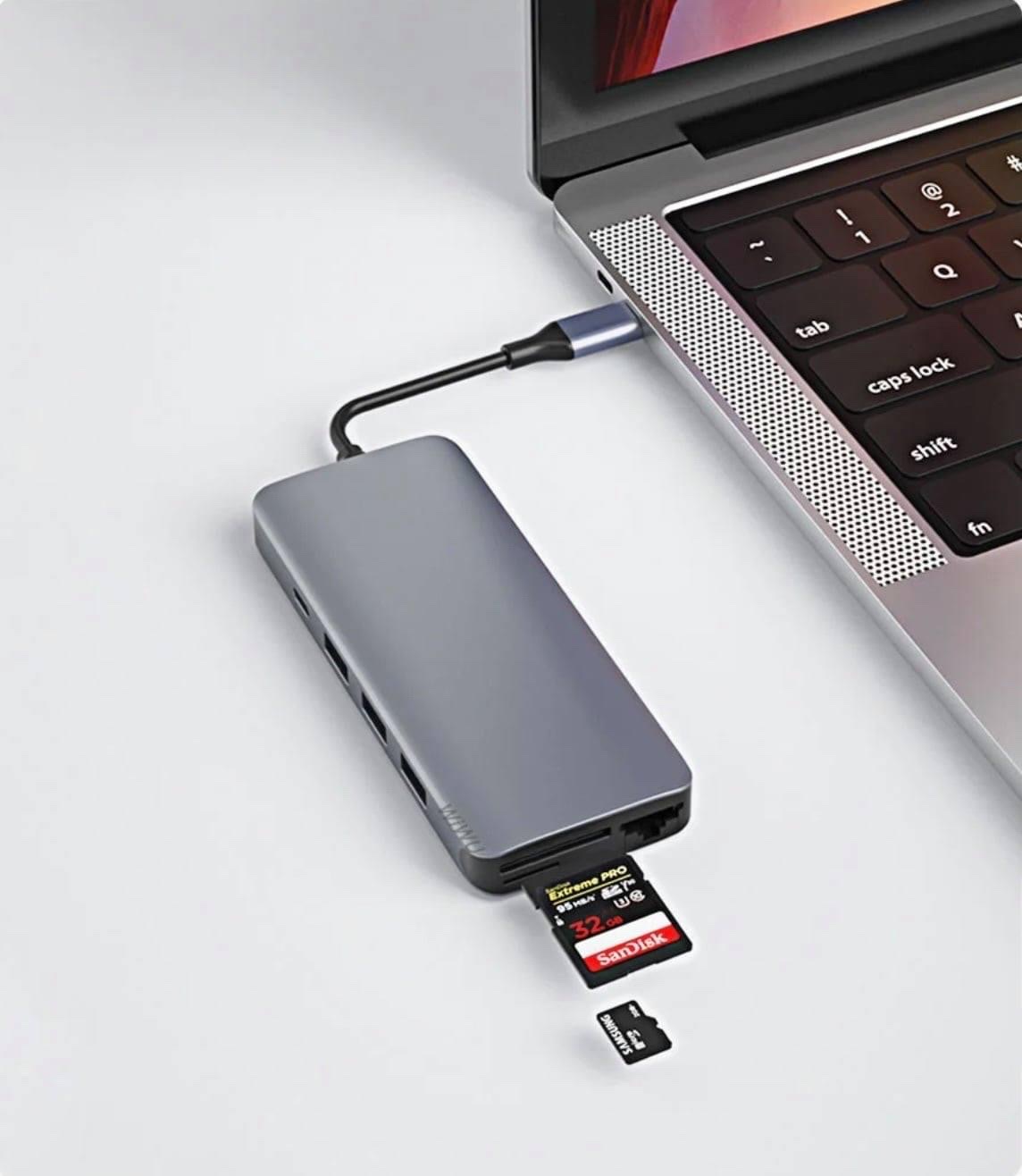 BỘ CHUYỂN WIWU ALPHA 12 IN 1 USB TYPE C HUB Chỉ Truyền Dữ Liệu, Không Được Hỗ Trợ Nguồn Điện - Hàng Chính Hãng