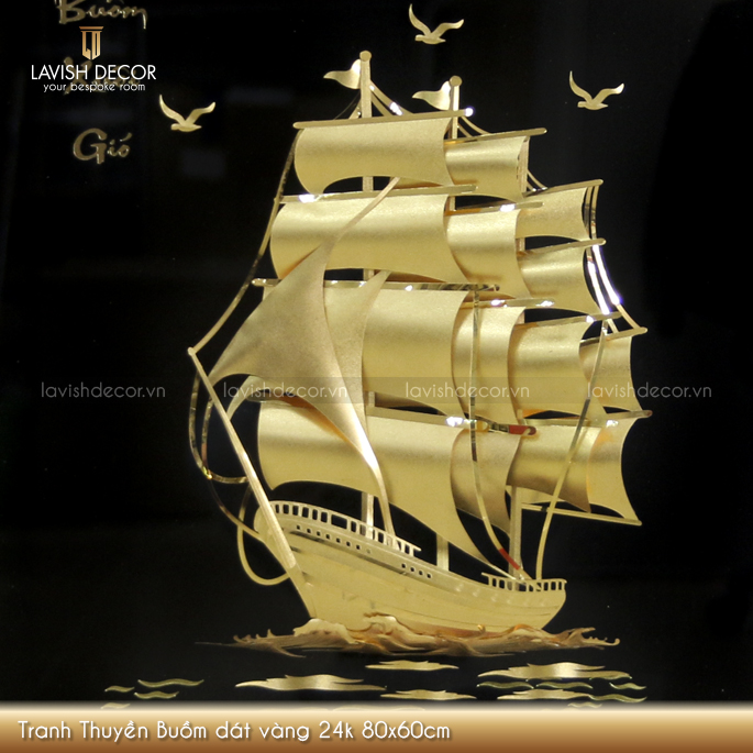 Tranh Thuyền Buồm dát vàng 24k 60x80cm